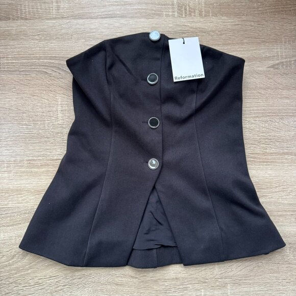 NWT Reformation Pears Knit Two Piece Pants Vest Set Black Medium - Picture 7 of 12